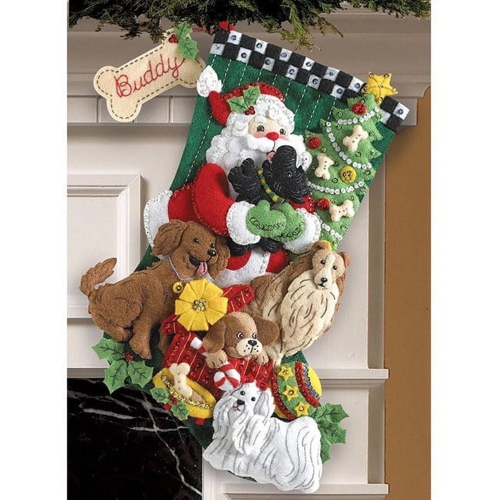 BUCILLA Santa Paws 6 Piece Felt Ornament Craft Kit 85462 Dogs/ Puppies Craft NWT - Picture 16 of 16